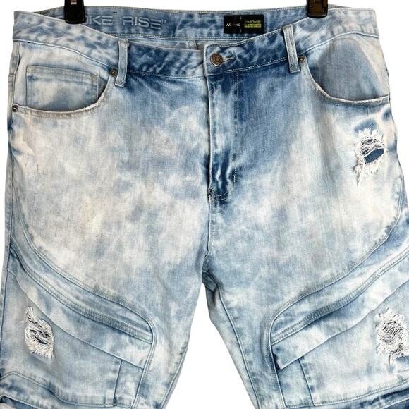 SMOKE RISE for BUCKLE Roxy Blue Stretch Shorts in Light Blue Men's 42 Waist - Picture 2 of 14